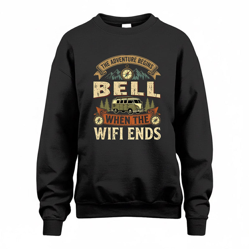 BELL TT898-K6-229 – Personalized Funny Camping Quote Apparel “The Adventure Begins When The WiFi Ends”