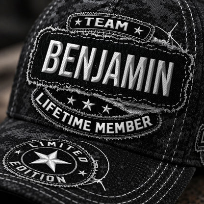 BENJAMIN TC03 HH79  Personalized Black Camo Baseball Cap, Custom Name Family Hat