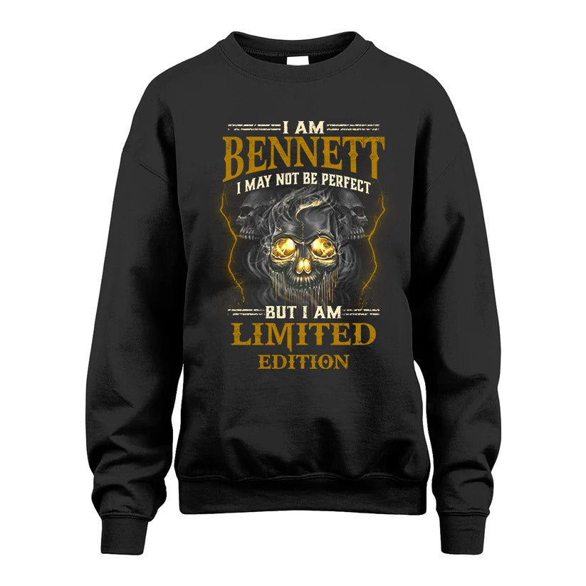 I Am Bennett, I May Not Be Perfect, But I Am Limited Edition – Personalized Skull T-Shirt