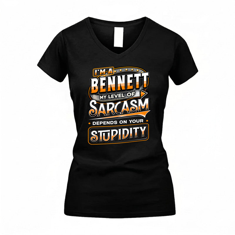 BENNETT TT88-K6-229 – Personalized Funny Sarcasm Apparel "My Level Of Sarcasm Depends On Your Stupidity"