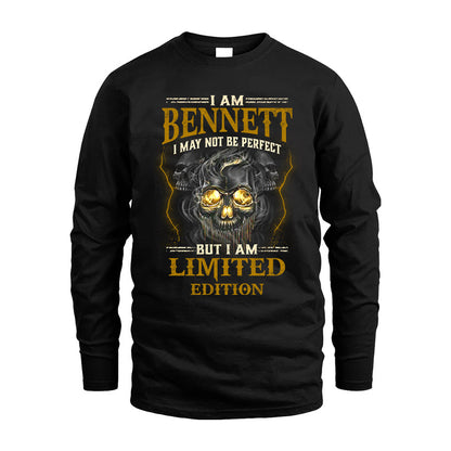 I Am Bennett, I May Not Be Perfect, But I Am Limited Edition – Personalized Skull T-Shirt