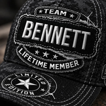 BENNETT TC03 HH79  Personalized Black Camo Baseball Cap, Custom Name Family Hat