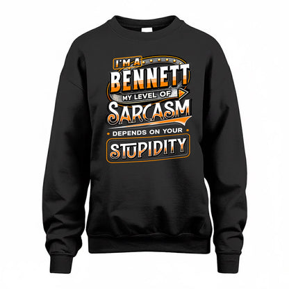 BENNETT TT88-K6-229 – Personalized Funny Sarcasm Apparel "My Level Of Sarcasm Depends On Your Stupidity"