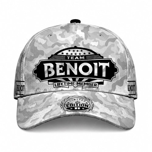 BENOIT TC01 HH79 Team Your Name Hat, Personalized Camo Baseball Cap, Custom Family Gift, Gift for Him Her