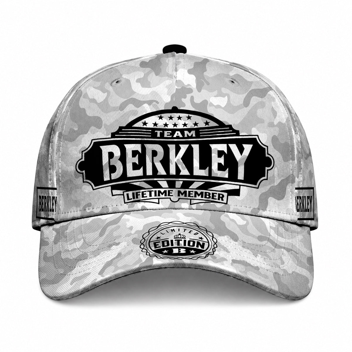 BERKLEY TC01 HH79 Team Your Name Hat, Personalized Camo Baseball Cap, Custom Family Gift, Gift for Him Her