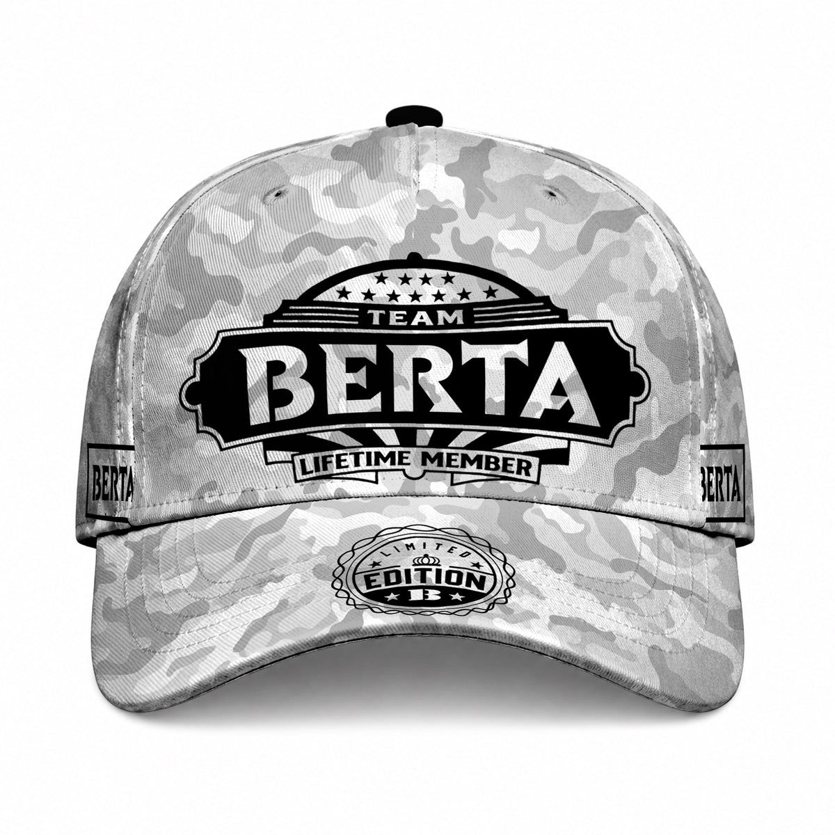 BERTA TC01 HH79 Team Your Name Hat, Personalized Camo Baseball Cap, Custom Family Gift, Gift for Him Her