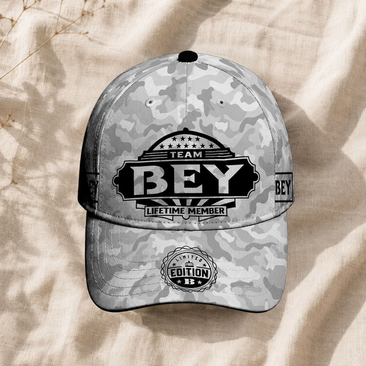 BEY TC01 HH79 Team Your Name Hat, Personalized Camo Baseball Cap, Custom Family Gift, Gift for Him Her