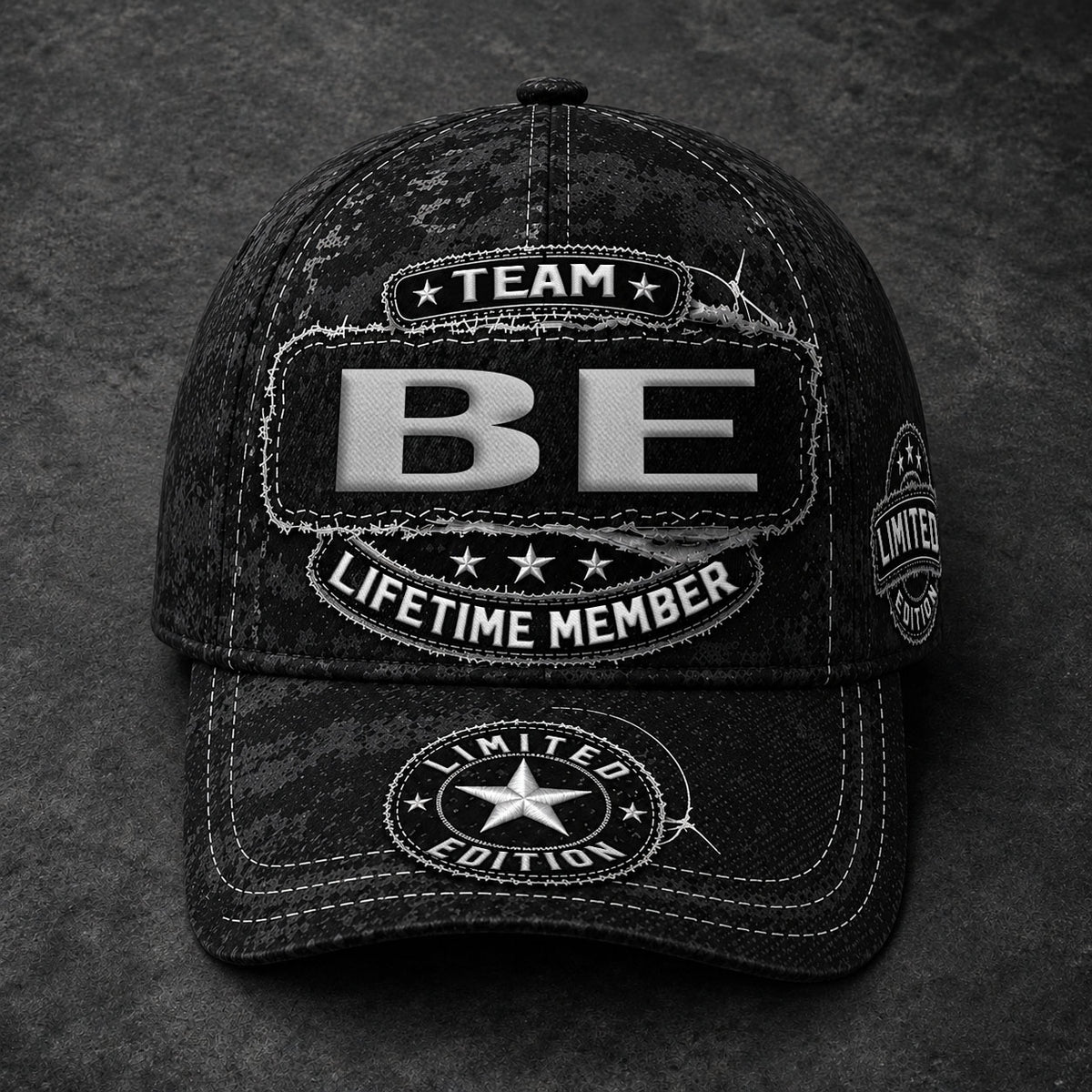 BE TC03 HH79  Personalized Black Camo Baseball Cap, Custom Name Family Hat