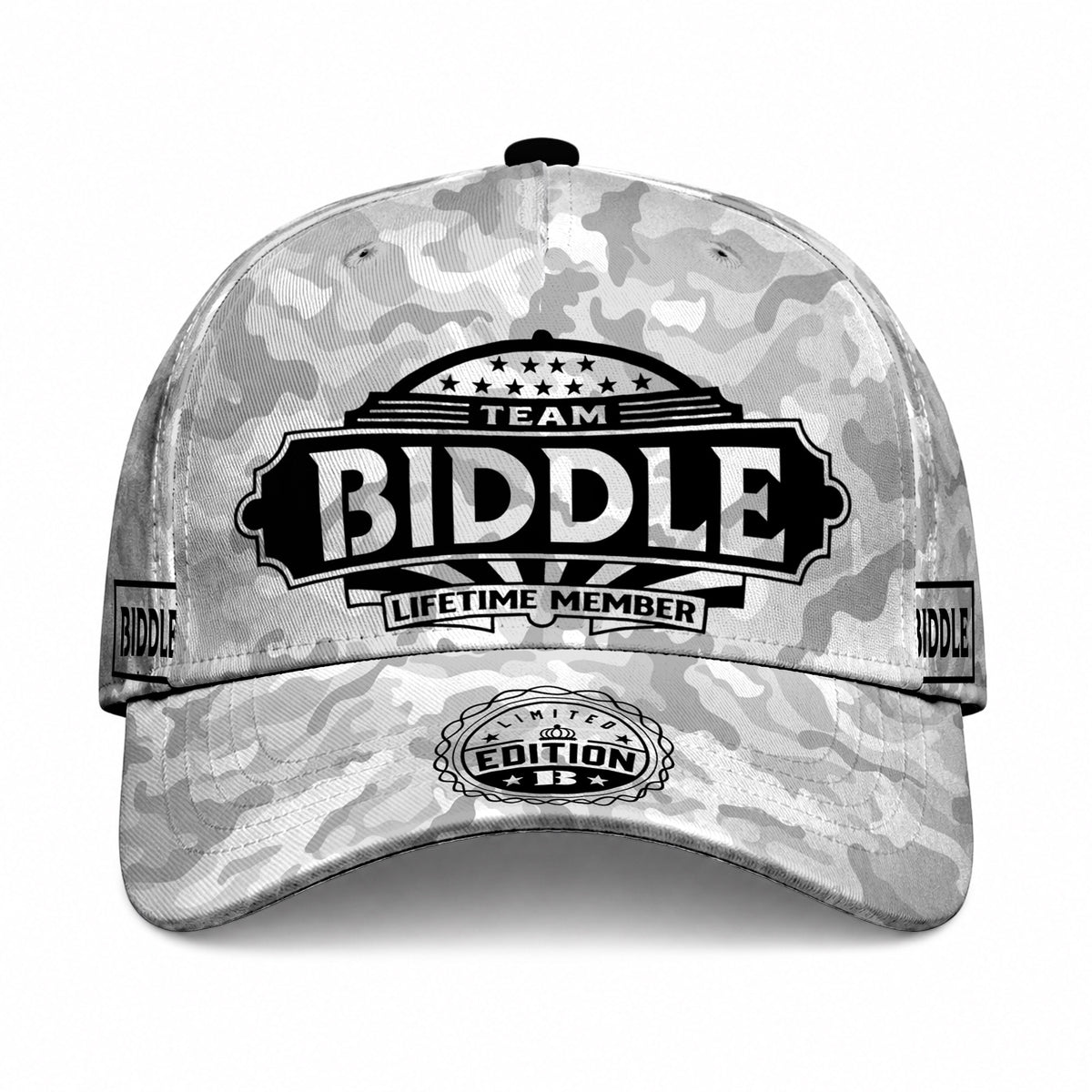 BIDDLE TC01 HH79 Team Your Name Hat, Personalized Camo Baseball Cap, Custom Family Gift, Gift for Him Her