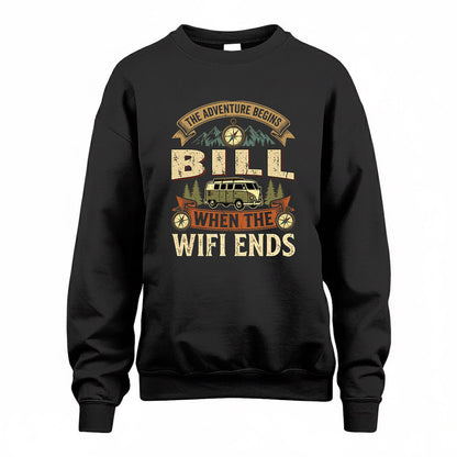 BILL TT898-K6-229 – Personalized Funny Camping Quote Apparel “The Adventure Begins When The WiFi Ends”