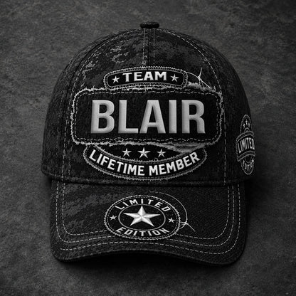 BLAKE TC03 HH79  Personalized Black Camo Baseball Cap, Custom Name Family Hat