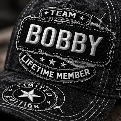 BOBBY TC03 HH79  Personalized Black Camo Baseball Cap, Custom Name Family Hat