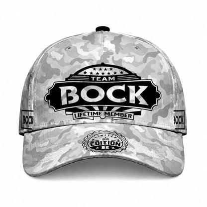 BOCK TC01 HH79 Team Your Name Hat, Personalized Camo Baseball Cap, Custom Family Gift, Gift for Him Her