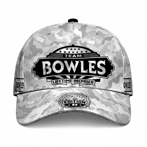 BOWLES TC01 HH79 Team Your Name Hat, Personalized Camo Baseball Cap, Custom Family Gift, Gift for Him Her