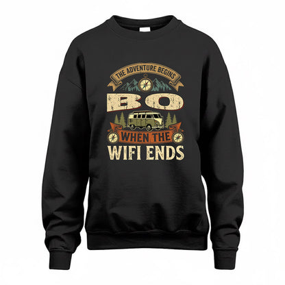 BO TT898-K6-229 – Personalized Funny Camping Quote Apparel “The Adventure Begins When The WiFi Ends”