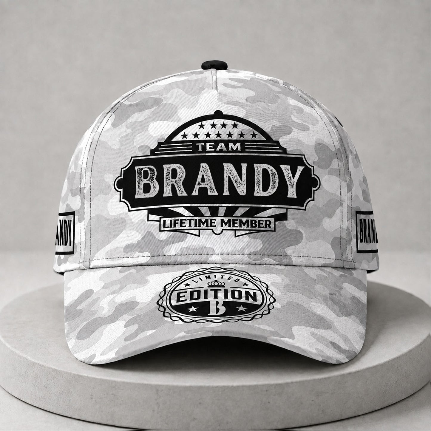 BRANDY TC01 HH79 Team Your Name Hat, Personalized Camo Baseball Cap, Custom Family Gift, Gift for Him Her