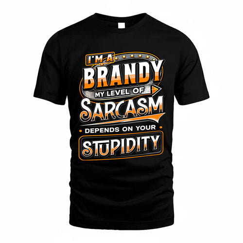 BRANDY TT88-K6-229 – Personalized Funny Sarcasm Apparel "My Level Of Sarcasm Depends On Your Stupidity"