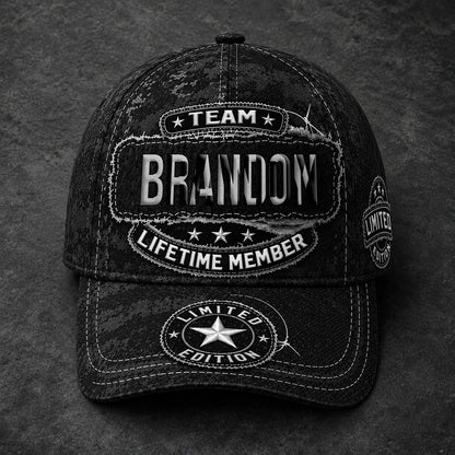 BRANDY TC03 HH79  Personalized Black Camo Baseball Cap, Custom Name Family Hat