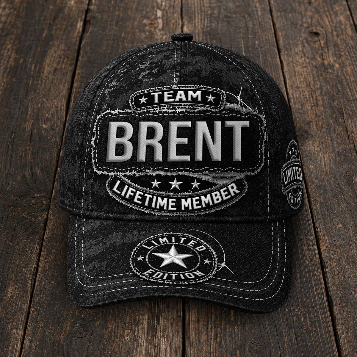 BRENT TC03 HH79  Personalized Black Camo Baseball Cap, Custom Name Family Hat