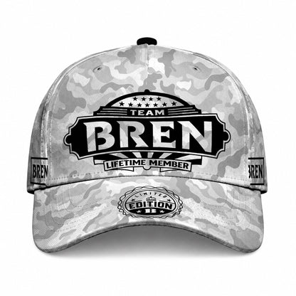 BREN TC01 HH79 Team Your Name Hat, Personalized Camo Baseball Cap, Custom Family Gift, Gift for Him Her