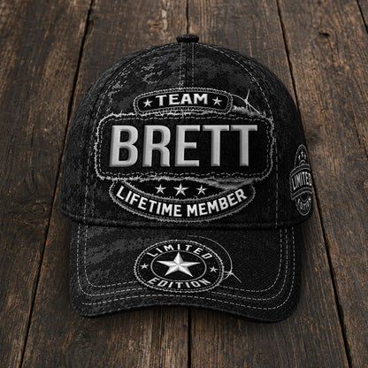 BRETT TC03 HH79  Personalized Black Camo Baseball Cap, Custom Name Family Hat