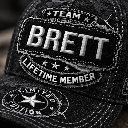 BRETT TC03 HH79  Personalized Black Camo Baseball Cap, Custom Name Family Hat