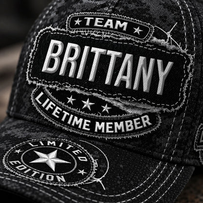 BRITTANY TC03 HH79  Personalized Black Camo Baseball Cap, Custom Name Family Hat