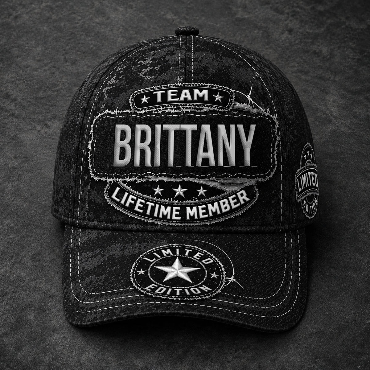 BROOKE TC03 HH79  Personalized Black Camo Baseball Cap, Custom Name Family Hat