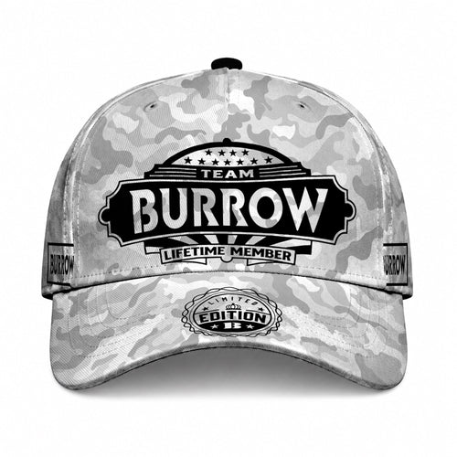 BURROW TC01 HH79 Team Your Name Hat, Personalized Camo Baseball Cap, Custom Family Gift, Gift for Him Her
