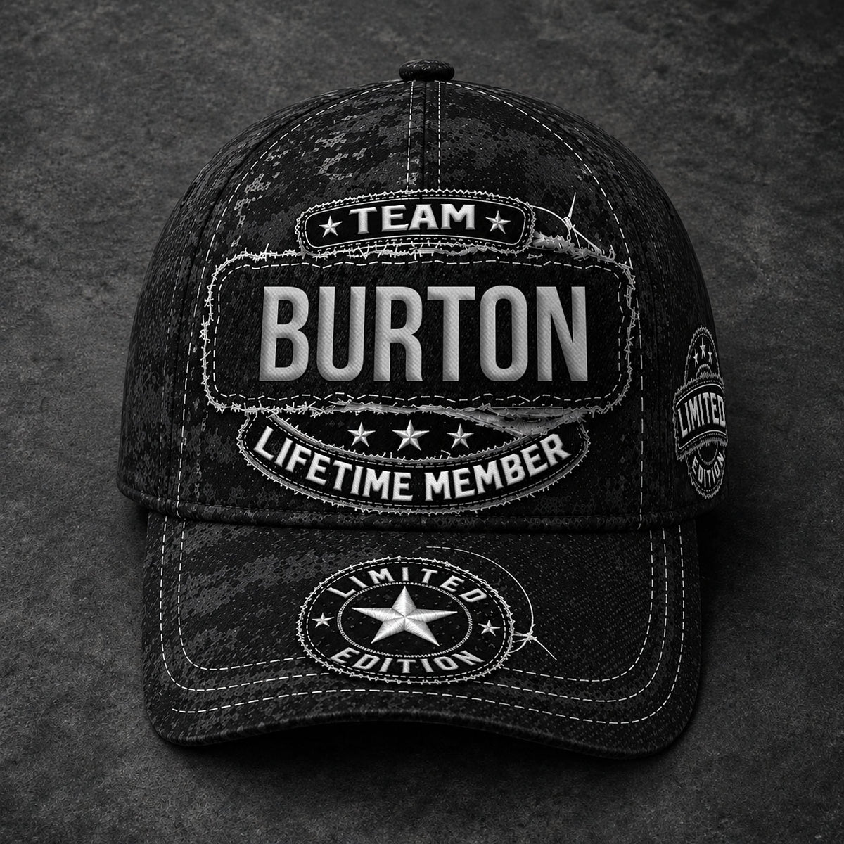 BUTLER TC03 HH79  Personalized Black Camo Baseball Cap, Custom Name Family Hat