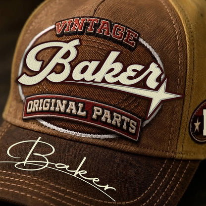 BAKER TC02 HH79  Personalized Name Baseball Cap, Vintage Retro Hat, Custom Gift for Him & Her
