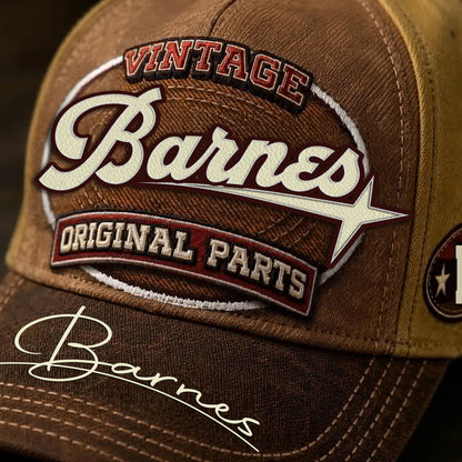 BARNES TC02 HH79  Personalized Name Baseball Cap, Vintage Retro Hat, Custom Gift for Him & Her