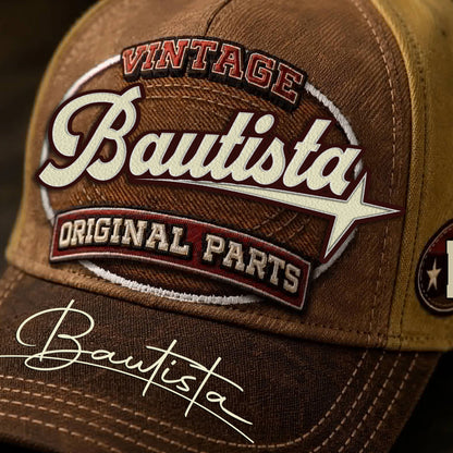 BAUTISTA TC02 HH79  Personalized Name Baseball Cap, Vintage Retro Hat, Custom Gift for Him & Her
