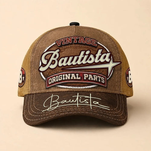 BAUTISTA TC02 HH79  Personalized Name Baseball Cap, Vintage Retro Hat, Custom Gift for Him & Her