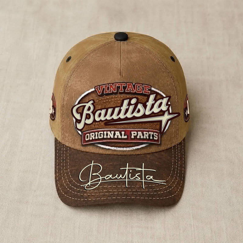 BAUTISTA TC02 HH79  Personalized Name Baseball Cap, Vintage Retro Hat, Custom Gift for Him & Her