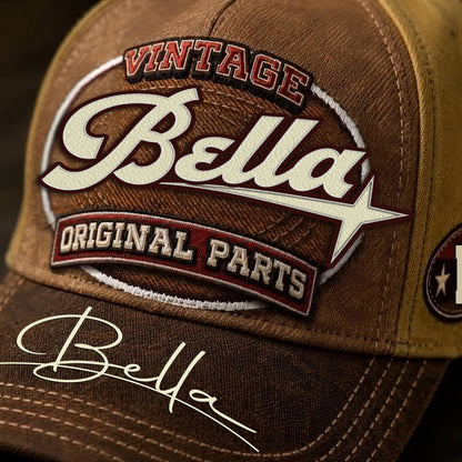 BELLA TC02 HH79  Personalized Name Baseball Cap, Vintage Retro Hat, Custom Gift for Him & Her