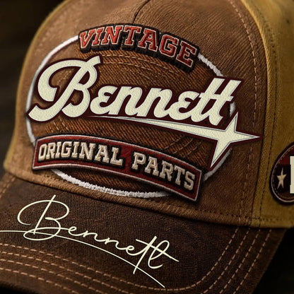BENNETT TC02 HH79  Personalized Name Baseball Cap, Vintage Retro Hat, Custom Gift for Him & Her