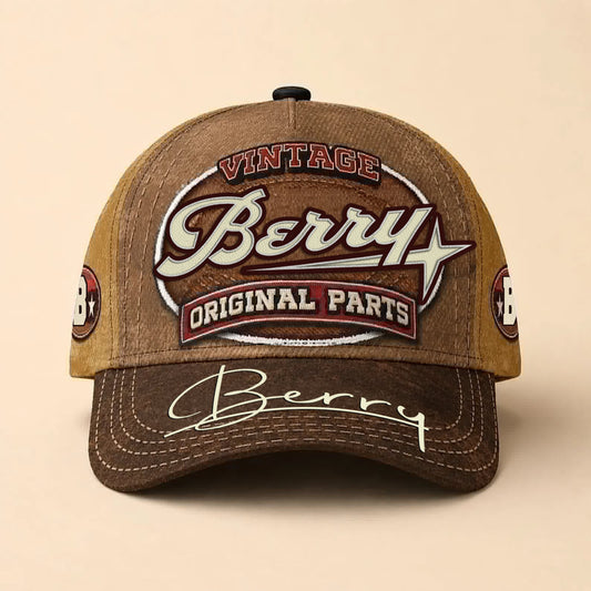 BERRY TC02 HH79  Personalized Name Baseball Cap, Vintage Retro Hat, Custom Gift for Him & Her