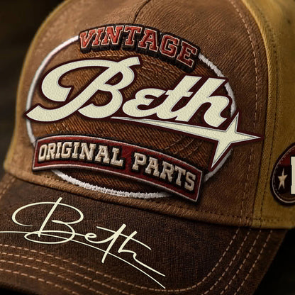 BETH TC02 HH79  Personalized Name Baseball Cap, Vintage Retro Hat, Custom Gift for Him & Her