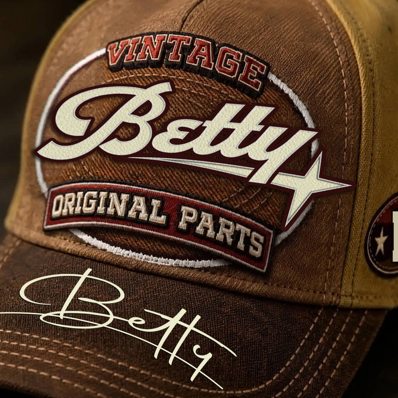 BETTY TC02 HH79  Personalized Name Baseball Cap, Vintage Retro Hat, Custom Gift for Him & Her