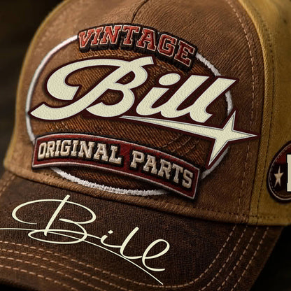 BILL TC02 HH79  Personalized Name Baseball Cap, Vintage Retro Hat, Custom Gift for Him & Her