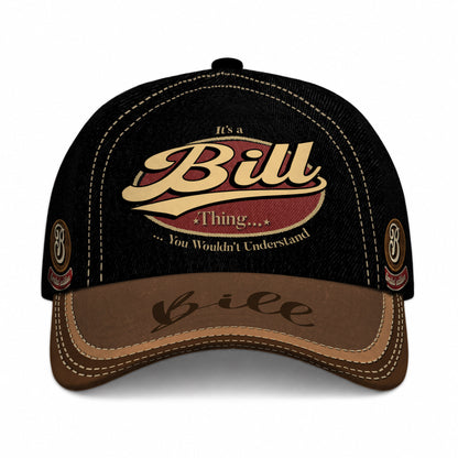 BILL  TC06 HH79 Personalized Distressed Baseball Cap, Custom Retro Trucker Hat, Statement Dad Cap