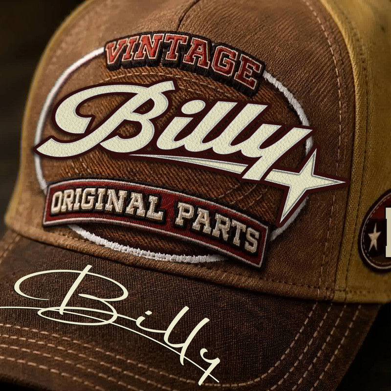BILLY TC02 HH79  Personalized Name Baseball Cap, Vintage Retro Hat, Custom Gift for Him & Her