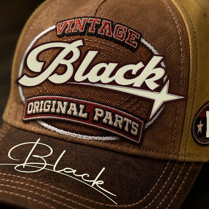 BLACK TC02 HH79  Personalized Name Baseball Cap, Vintage Retro Hat, Custom Gift for Him & Her