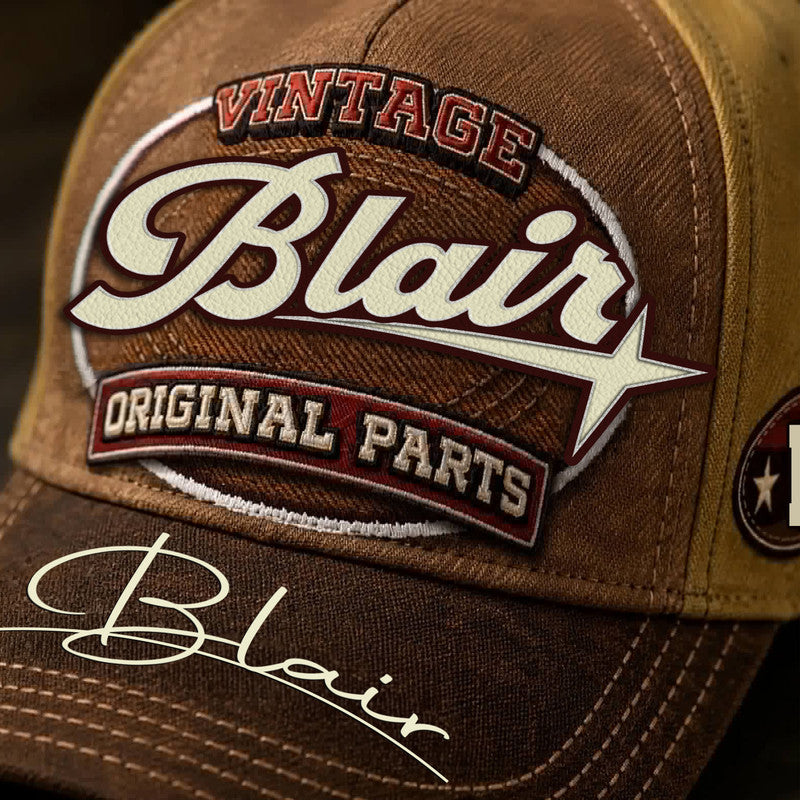 BLAIR TC02 HH79  Personalized Name Baseball Cap, Vintage Retro Hat, Custom Gift for Him & Her