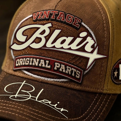 BLAIR TC02 HH79  Personalized Name Baseball Cap, Vintage Retro Hat, Custom Gift for Him & Her