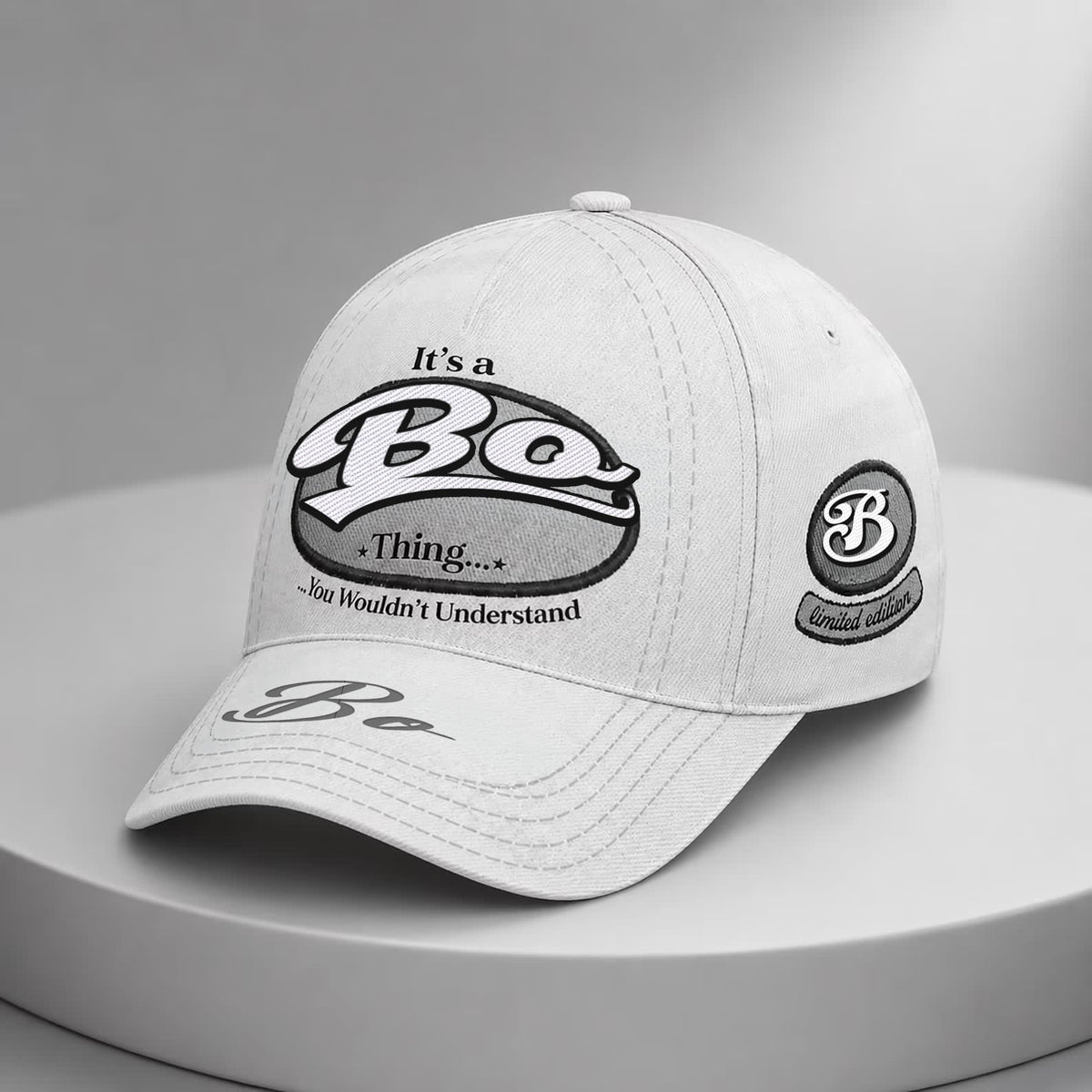 BO  TC05 HH79  Personalized Distressed Baseball Cap, Custom Retro Trucker Hat, Statement Dad Cap, White version