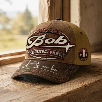 BOB TC02 HH79  Personalized Name Baseball Cap, Vintage Retro Hat, Custom Gift for Him & Her