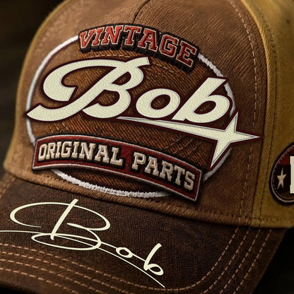 BOB TC02 HH79  Personalized Name Baseball Cap, Vintage Retro Hat, Custom Gift for Him & Her