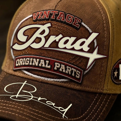 BRAD TC02 HH79  Personalized Name Baseball Cap, Vintage Retro Hat, Custom Gift for Him & Her